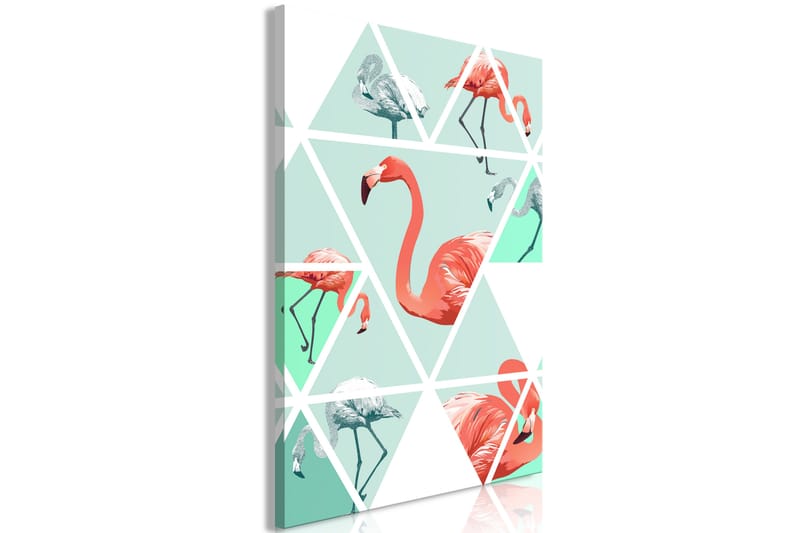 Tavla Geometric Flamingos (1 Part) Vertical 60x90 - Artgeist sp. z o. o. - Inredning - Tavlor & posters - Canvastavla