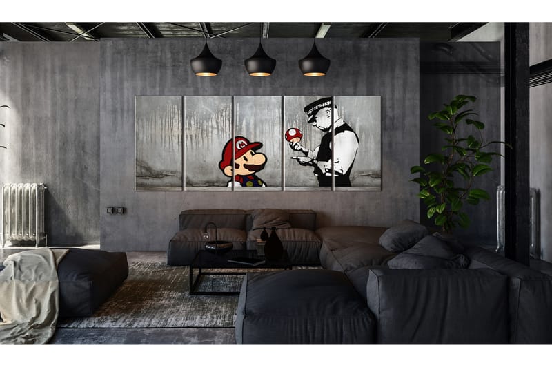 Tavla Mario Bros On Concrete 200x80 - Artgeist sp. z o. o. - Inredning - Tavlor & posters - Canvastavla