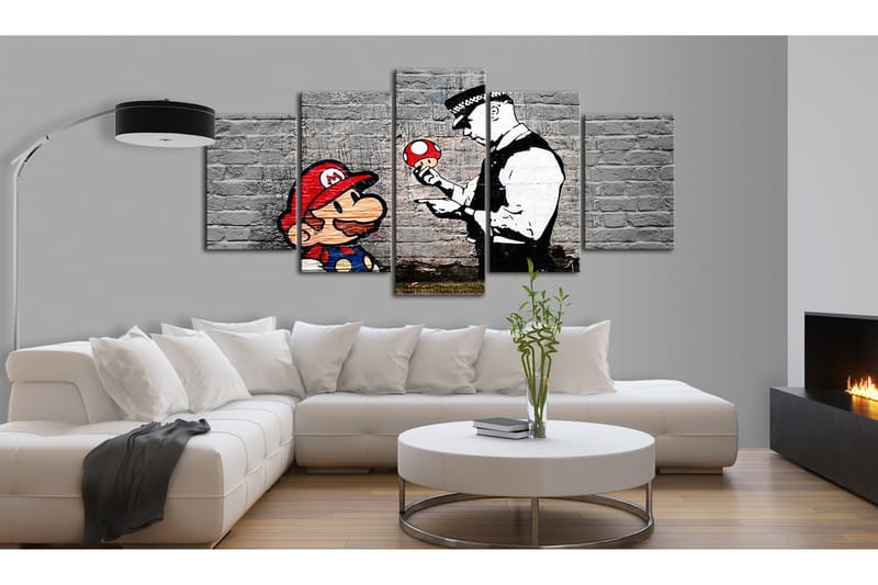 Tavla Super Mario Mushroom Cop Banksy 200x100 - Artgeist sp. z o. o. - Inredning - Tavlor & posters - Canvastavla