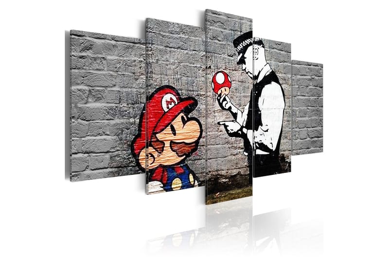 Tavla Super Mario Mushroom Cop Banksy 200x100 - Artgeist sp. z o. o. - Inredning - Tavlor & posters - Canvastavla