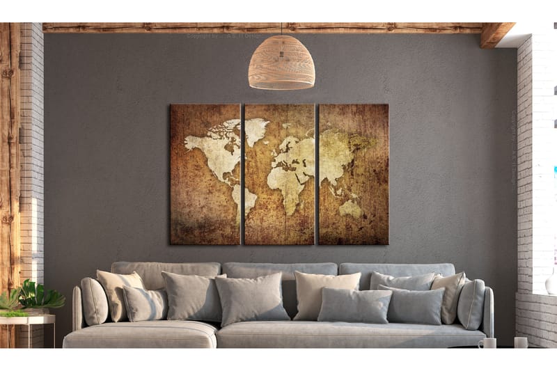 Tavla World Map Brown Texture 90x60 - Artgeist sp. z o. o. - Inredning - Tavlor & posters - Canvastavla