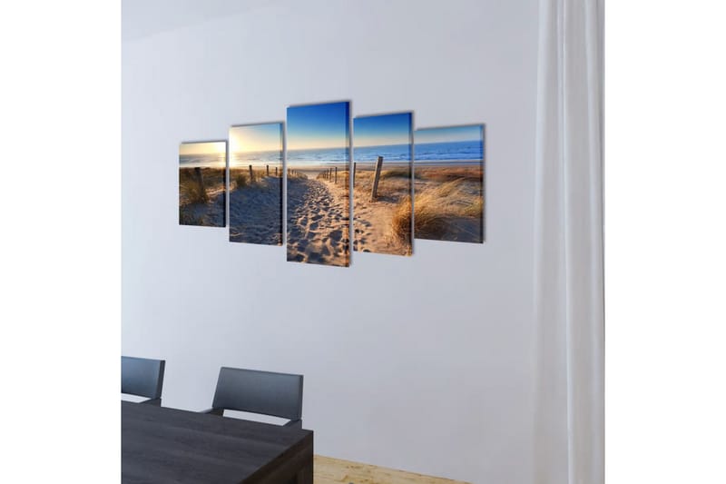 Uppsättning väggbonader på duk: sandstrand 100x50 cm - Flerfärgad - Inredning - Tavlor & posters - Canvastavla