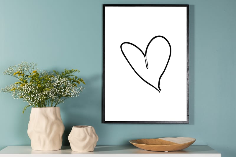 Poster Heart 21x30 cm - Svart/Vit - Inredning - Tavlor & posters - Posters & prints