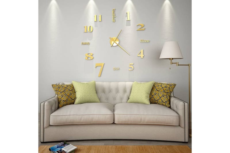 Väggklocka 3D modern design 100 cm XXL guld - Guld - Inredning - Väggdekor - Väggklocka & väggur