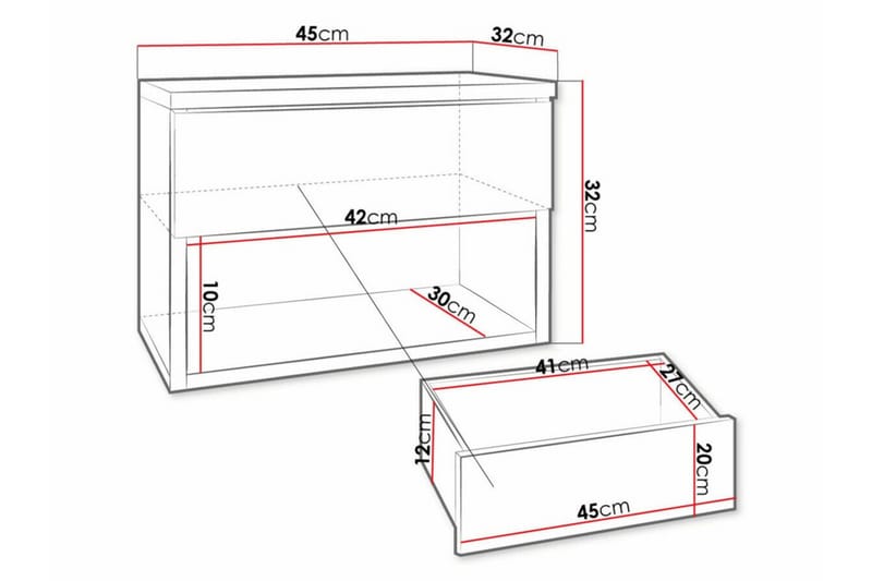 Barnsängbord Carbost 32 cm - Antracit - Möbler - Barnmöbler - Barnbord - Sängbord barn & nattduksbord barn