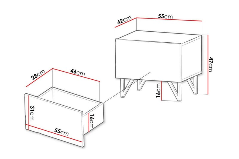 Barnsängbord Glenndale 47 cm - Svart - Möbler - Barnmöbler - Barnbord - Sängbord barn & nattduksbord barn