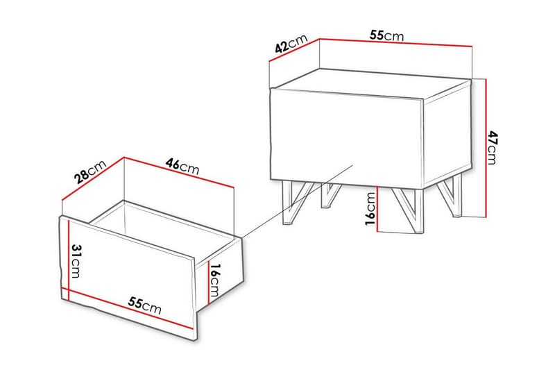 Barnsängbord Glenndale 47 cm - Vit - Möbler - Barnmöbler - Barnbord - Sängbord barn & nattduksbord barn