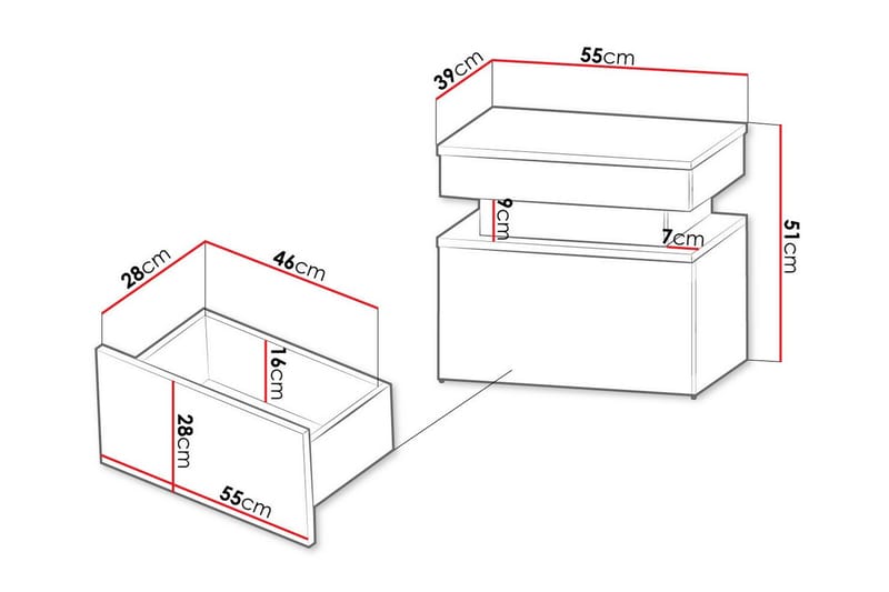 Barnsängbord Glenndale 51 cm - Svart - Möbler - Barnmöbler - Barnbord - Sängbord barn & nattduksbord barn