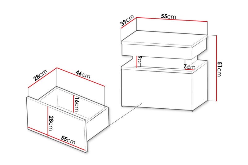 Barnsängbord Glenndale 51 cm - Vit - Möbler - Barnmöbler - Barnbord - Sängbord barn & nattduksbord barn