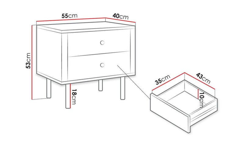 Barnsängbord Glenndale 53 cm - Svart - Möbler - Barnmöbler - Barnbord - Sängbord barn & nattduksbord barn