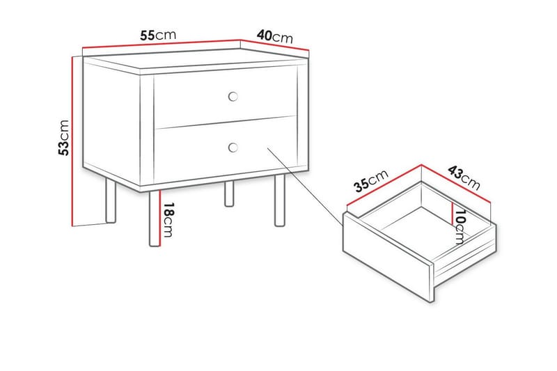 Barnsängbord Glenndale 53 cm - Vit - Möbler - Barnmöbler - Barnbord - Sängbord barn & nattduksbord barn