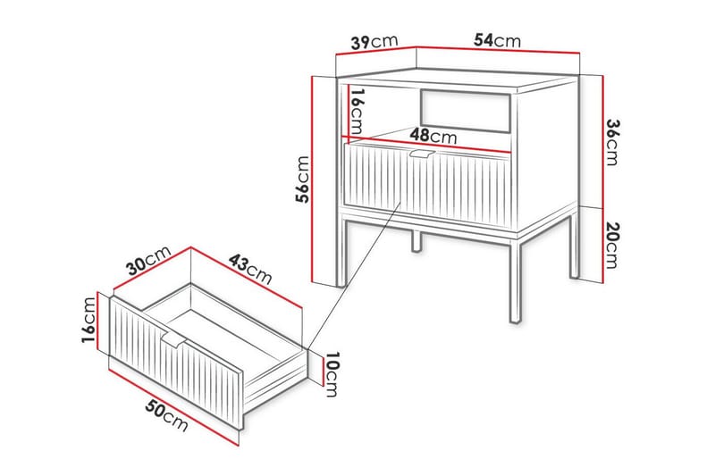 Barnsängbord Klinkerville 56 cm - Vit - Möbler - Barnmöbler - Barnbord - Sängbord barn & nattduksbord barn