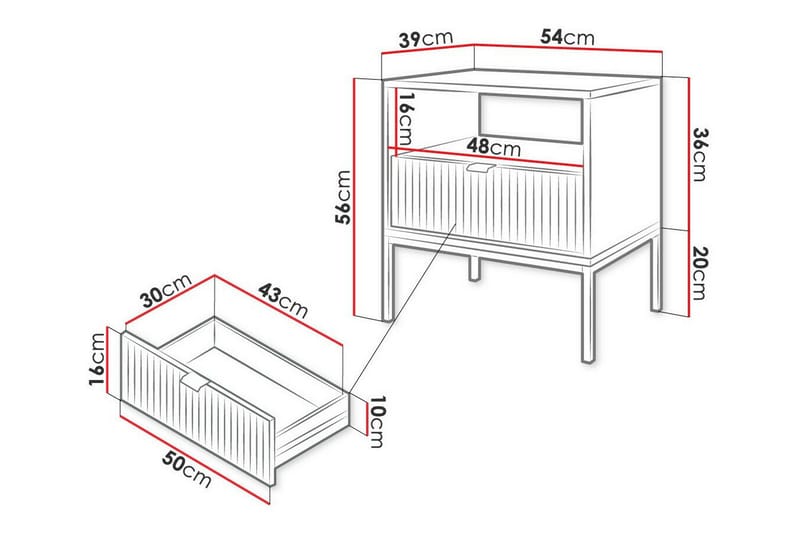 Barnsängbord Klinkerville 56 cm - Vit - Möbler - Barnmöbler - Barnbord - Sängbord barn & nattduksbord barn