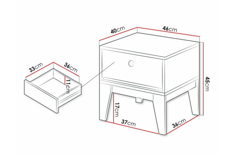 Barnsängbord Rathmore 45 cm - Vit - Möbler - Barnmöbler - Barnbord - Sängbord barn & nattduksbord barn