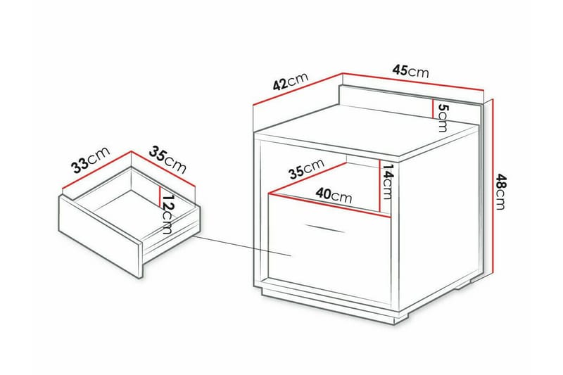 Barnsängbord Rathmore 47 cm - Svart - Möbler - Barnmöbler - Barnbord - Sängbord barn & nattduksbord barn