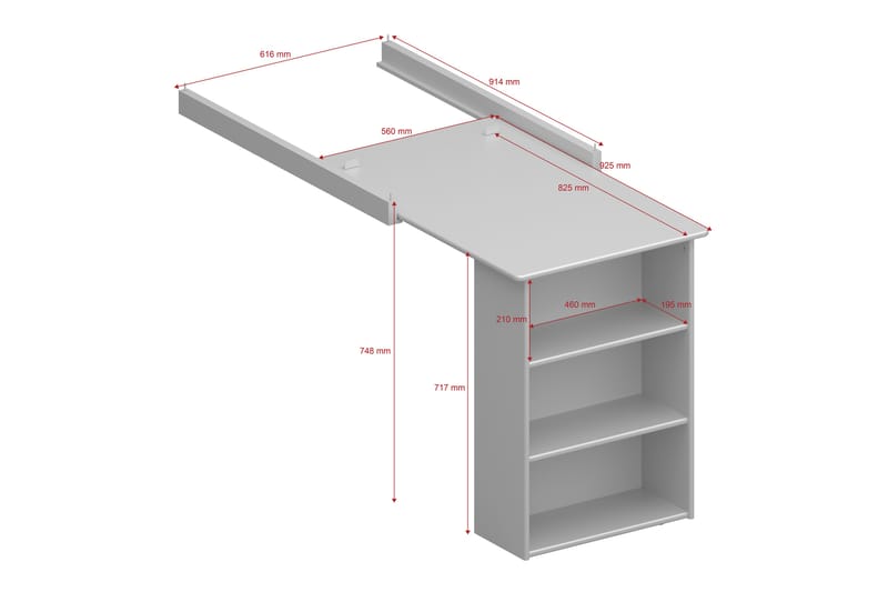 Barnskrivbord Kidzens 56x72 cm - Vit - Möbler - Barnmöbler - Barnbord - Skrivbord barn