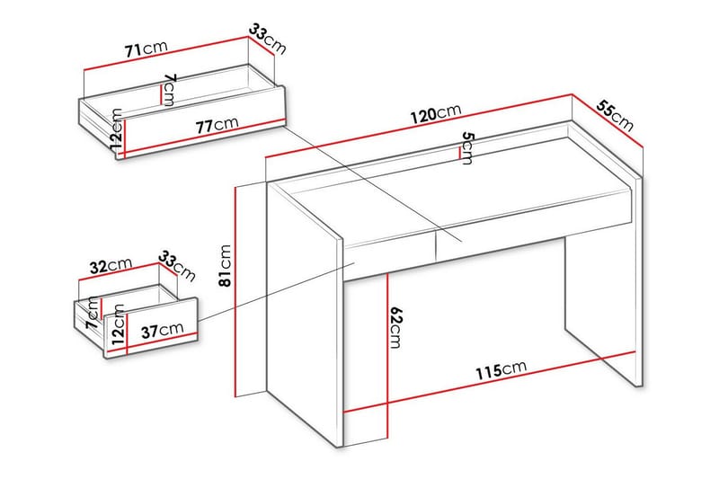 Barnskrivbord Rathmore 74 cm - Grå - Möbler - Barnmöbler - Barnbord - Skrivbord barn