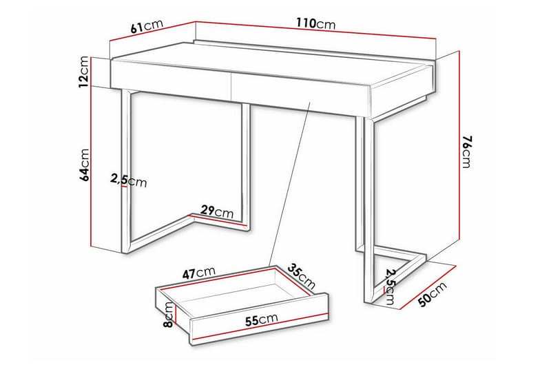 Barnskrivbord Rathmore 76 cm - Grå - Möbler - Barnmöbler - Barnbord - Skrivbord barn