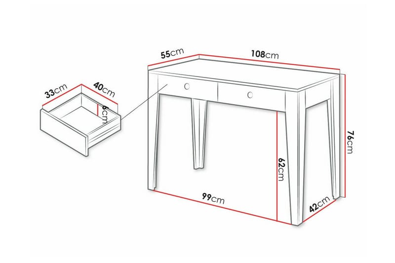 Barnskrivbord Rathmore 76 cm - Vit - Möbler - Barnmöbler - Barnbord - Skrivbord barn