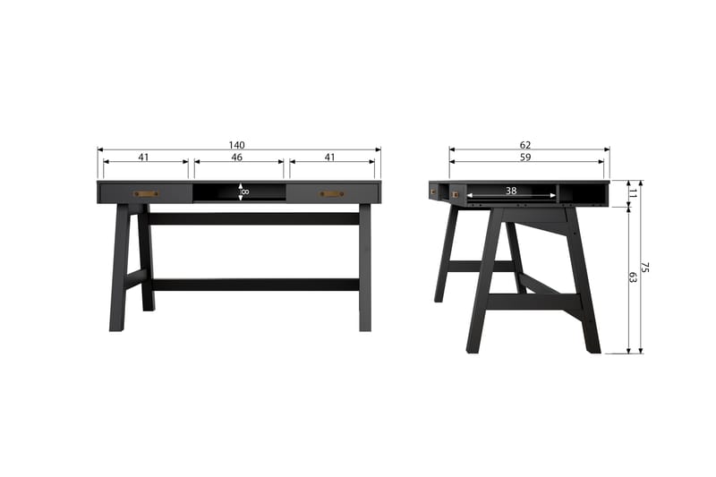 Barnskrivbord Shirrell 140 cm - Svart - Möbler - Barnmöbler - Barnbord - Skrivbord barn