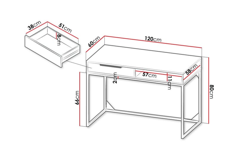 Barnskrivbord Staffin 80 cm - Vit - Möbler - Barnmöbler - Barnbord - Skrivbord barn