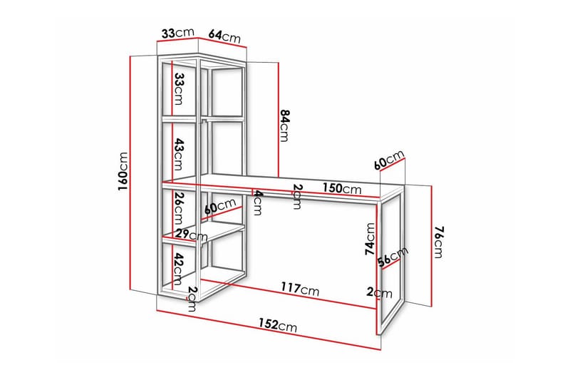 Barnskrivbord Wardner 76 cm - Svart - Möbler - Barnmöbler - Barnbord - Skrivbord barn