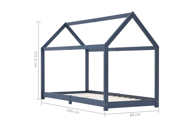 Barnsäng grå massiv furu 80x160 cm - Mörkgrå - Möbler - Barnmöbler - Barnsäng & juniorsäng