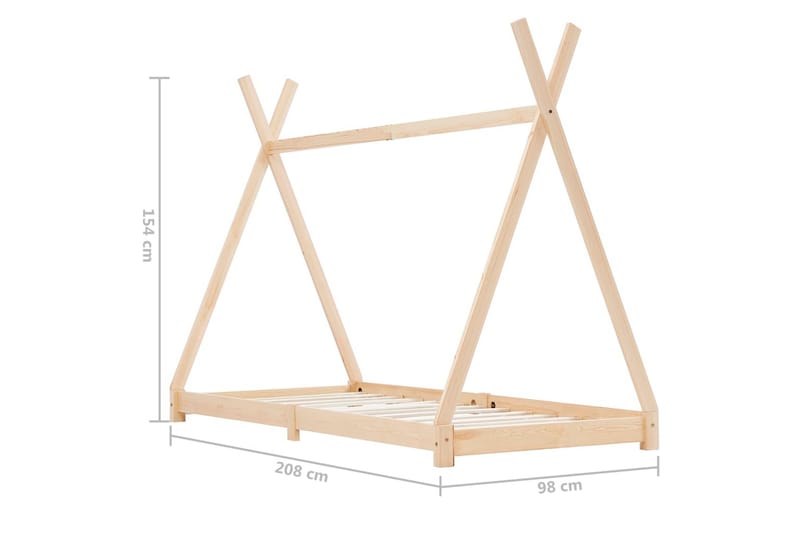 Barnsäng massiv furu 90x200 cm - Brun - Möbler - Barnmöbler - Barnsäng & juniorsäng