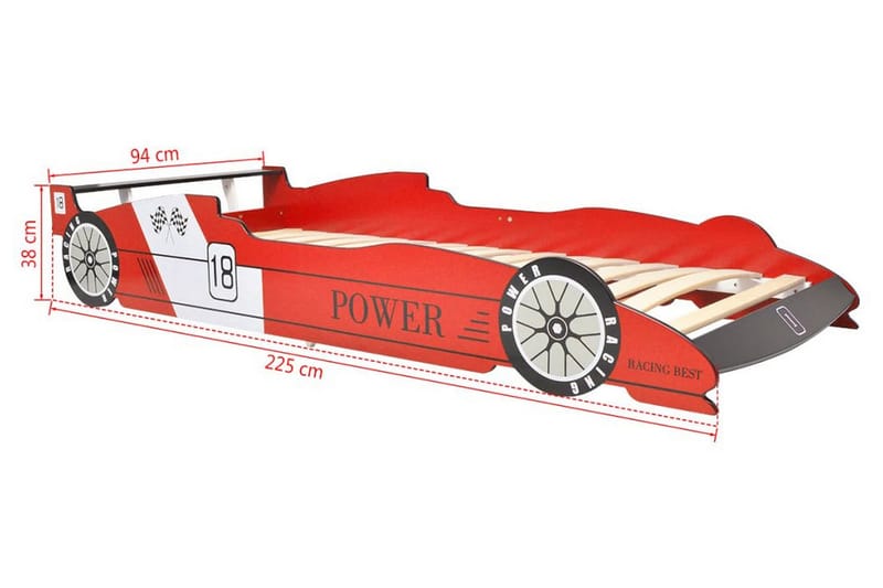 Barnsäng racerbil 90x200 cm röd - Djupröd - Möbler - Barnmöbler - Barnsäng & juniorsäng