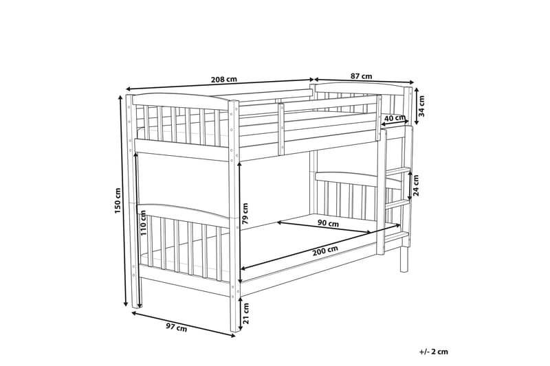 Brigit Våningssäng Två Liggplatser 90x200 - Ljust trä/Light Brun - Möbler - Barnmöbler - Barnsäng & juniorsäng - Loftsäng barn