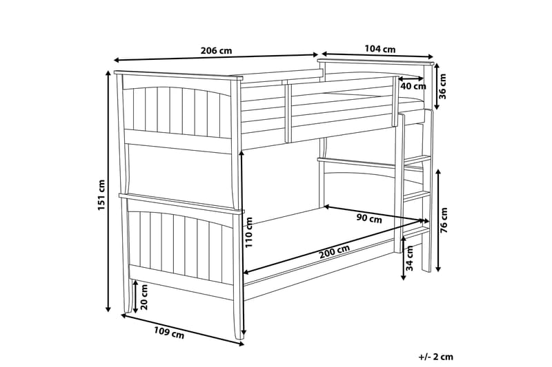 Brigit Våningssäng Två Liggplatser 90x200 - Mörkt trä - Möbler - Barnmöbler - Barnsäng & juniorsäng - Loftsäng barn