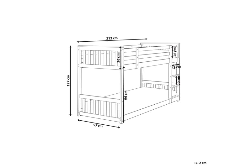 Daylyn Våningssäng Två Liggplatser 90x200 - Ljust trä - Möbler - Barnmöbler - Barnsäng & juniorsäng - Loftsäng barn