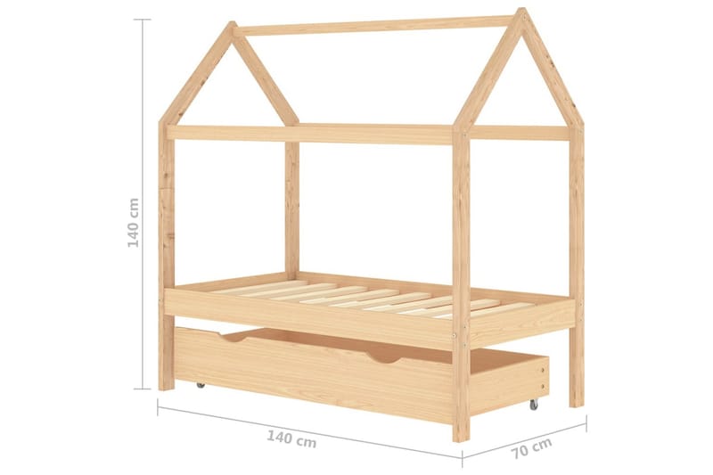 Hussäng med låda massiv furu 70x140 cm - Mörkbrun - Möbler - Barnmöbler - Barnsäng & juniorsäng - Hussäng