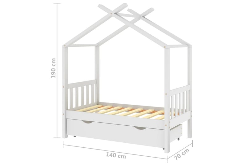 Hussäng med låda vit massiv furu 70x140 cm - Vit - Möbler - Säng - Sängram & sängstomme