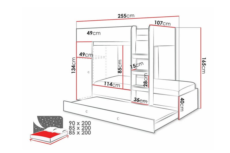 Juniorsäng  Dunvegan 90x200 cm - Vit - Möbler - Barnmöbler - Barnsäng & juniorsäng