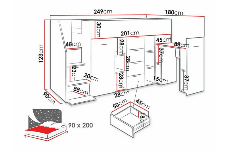 Juniorsäng  Dunvegan 90x200 cm - Vit - Möbler - Barnmöbler - Barnsäng & juniorsäng