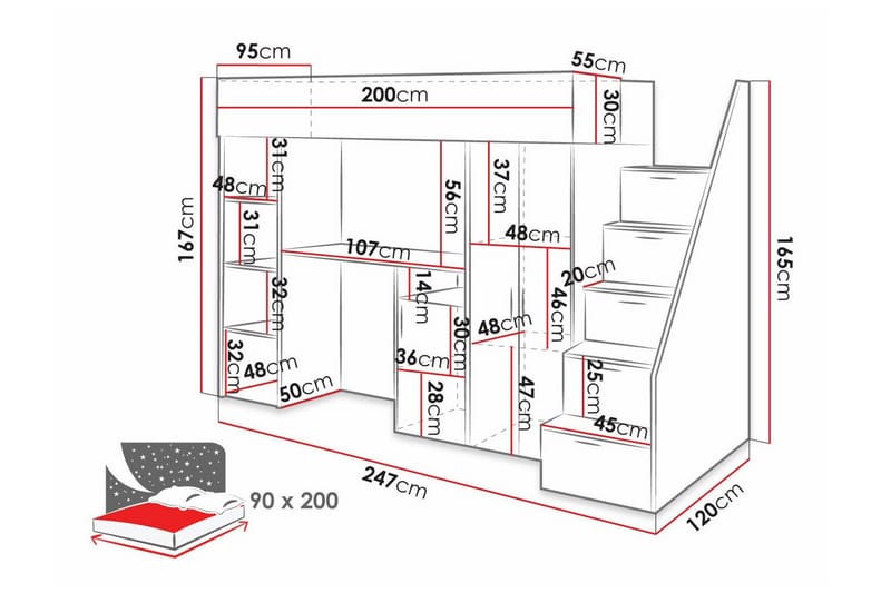 Juniorsäng  Dunvegan 90x200 cm - Vit - Möbler - Barnmöbler - Barnsäng & juniorsäng