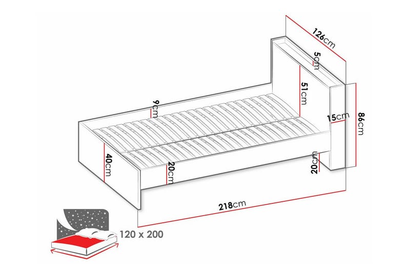 Juniorsäng Rathmore 120x200 cm - Grå - Möbler - Barnmöbler - Barnsäng & juniorsäng