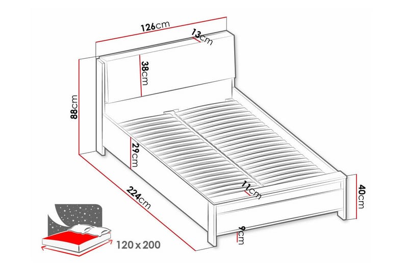 Juniorsäng Rathmore 120x200 cm - Svart - Möbler - Barnmöbler - Barnsäng & juniorsäng