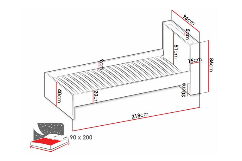 Juniorsäng Rathmore 90x200 cm - Grå - Möbler - Barnmöbler - Barnsäng & juniorsäng