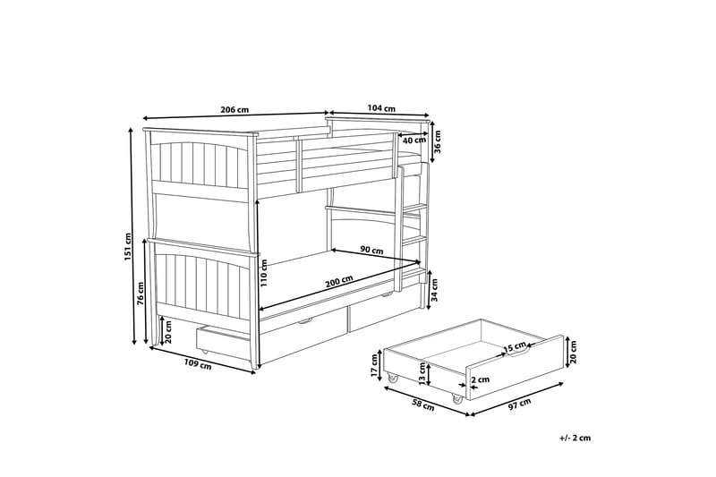 Våningssäng Ecouves 90x200 cm med Förvaring - Vit - Möbler - Barnmöbler - Barnsäng & juniorsäng - Våningssäng barn