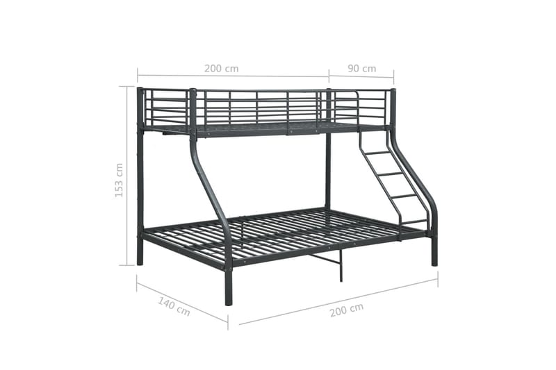 Våningssäng svart metall 140x200/90x200 cm - Svart - Möbler - Barnmöbler - Barnsäng & juniorsäng - Våningssäng barn