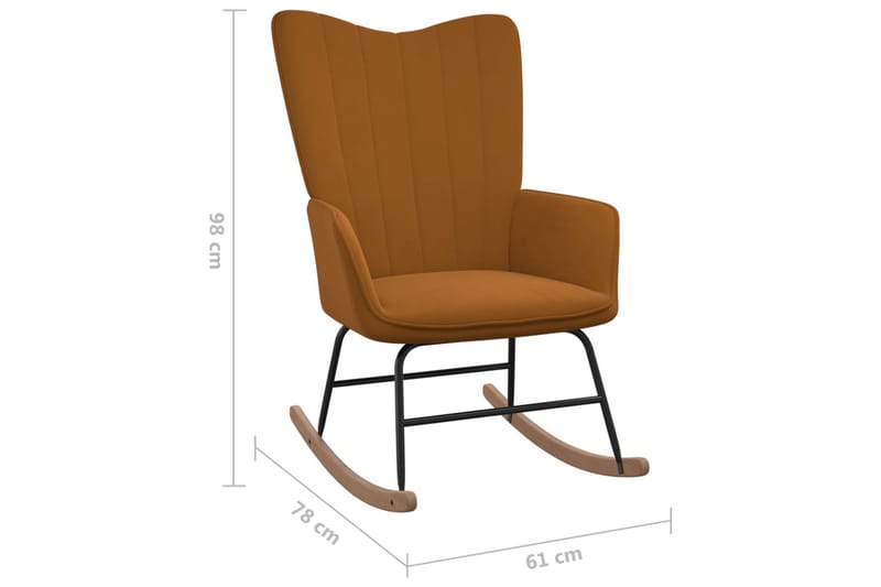 Gungstol med fotpall Brun sammet - Brun - Möbler - Barnmöbler - Barnstol - Gungstol barn