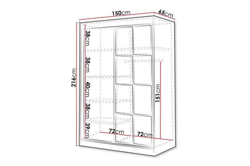 Barnskåp Aberfelt 150x216 cm - Svart - Möbler - Barnmöbler - Förvaring barnrum - Skåp barnrum