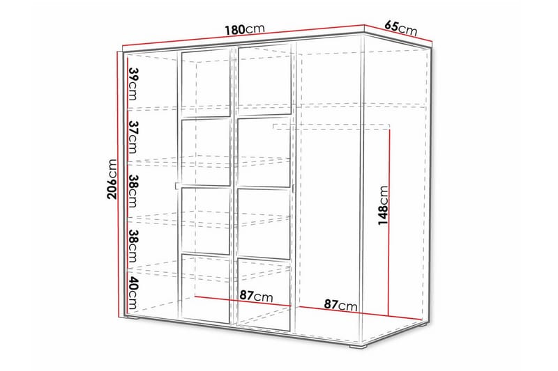 Barnskåp Aberfelt 180x206 cm - Vit - Möbler - Barnmöbler - Förvaring barnrum - Skåp barnrum