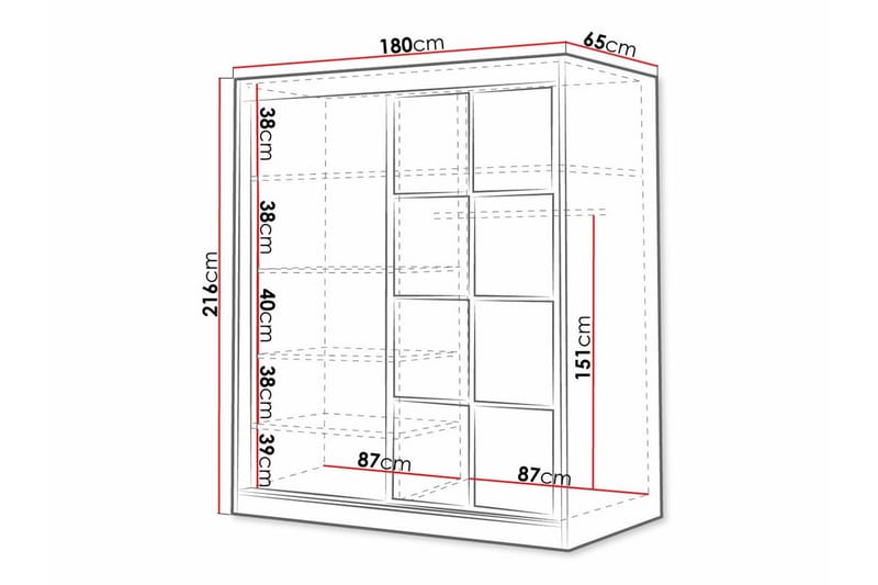 Barnskåp Aberfelt 180x216 cm - Svart - Möbler - Barnmöbler - Förvaring barnrum - Skåp barnrum