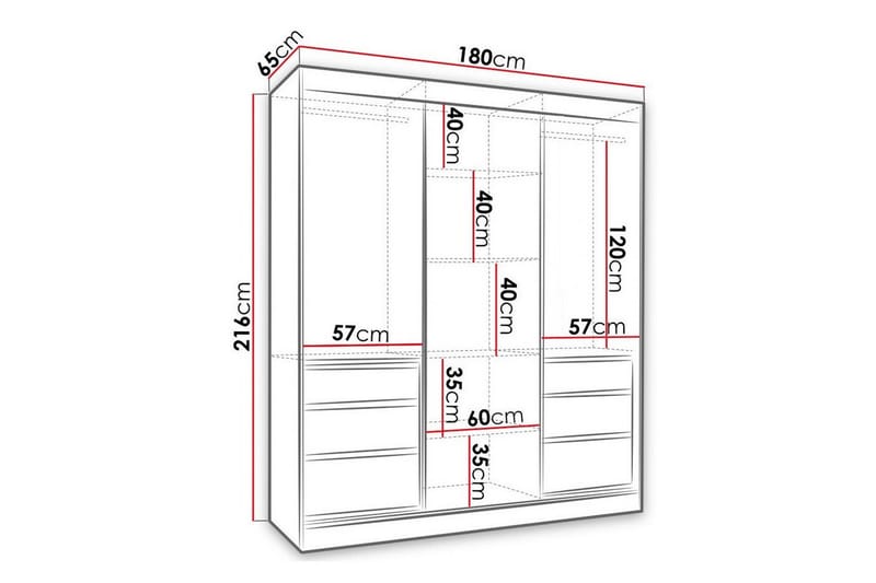 Barnskåp Aberfelt 180x216 cm - Vit - Möbler - Barnmöbler - Förvaring barnrum - Skåp barnrum