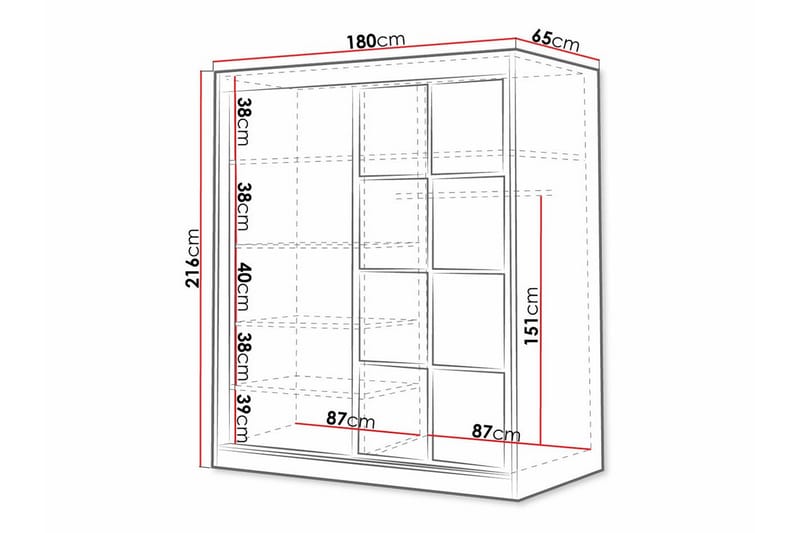 Barnskåp Aberfelt 180x216 cm - Vit - Möbler - Barnmöbler - Förvaring barnrum - Skåp barnrum