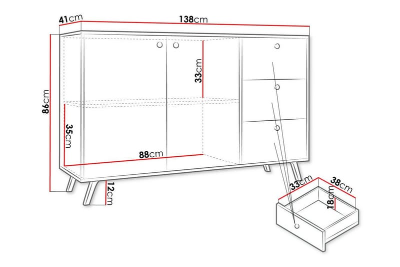 Barnskåp Emyvale 138x86 cm - Vit - Möbler - Barnmöbler - Förvaring barnrum - Skåp barnrum