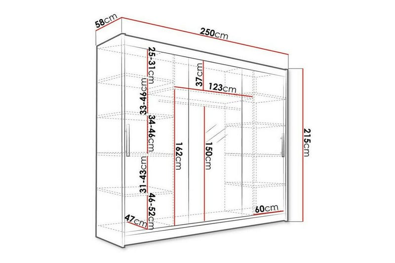 Barnskåp Glenmore 250x215 cm - Brun - Möbler - Barnmöbler - Förvaring barnrum - Skåp barnrum